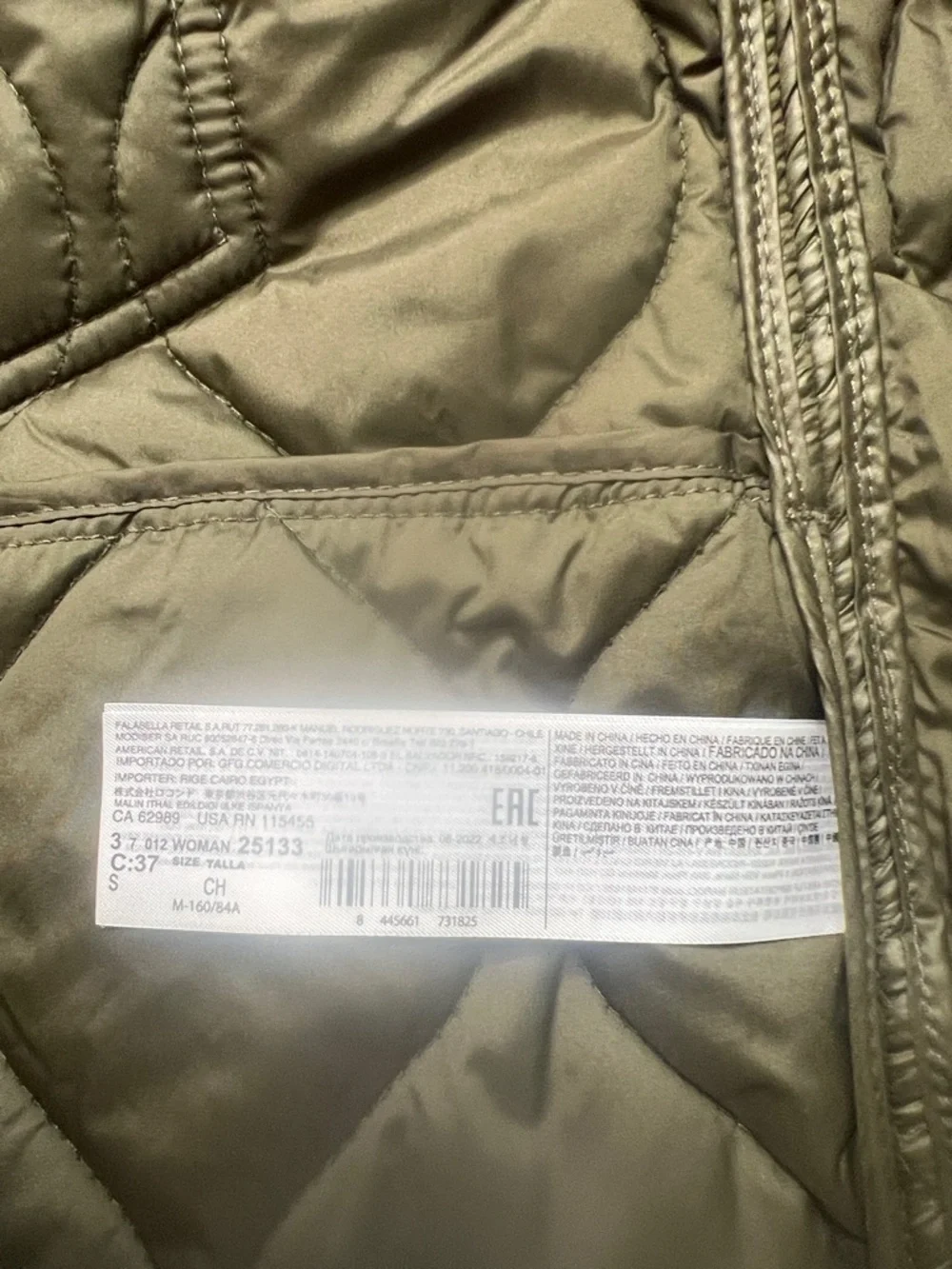 Mango Quilted Olive Green Snap-Front Jacket